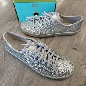 Keds x Kate Spade Kick KS Glitter Silver Shoes